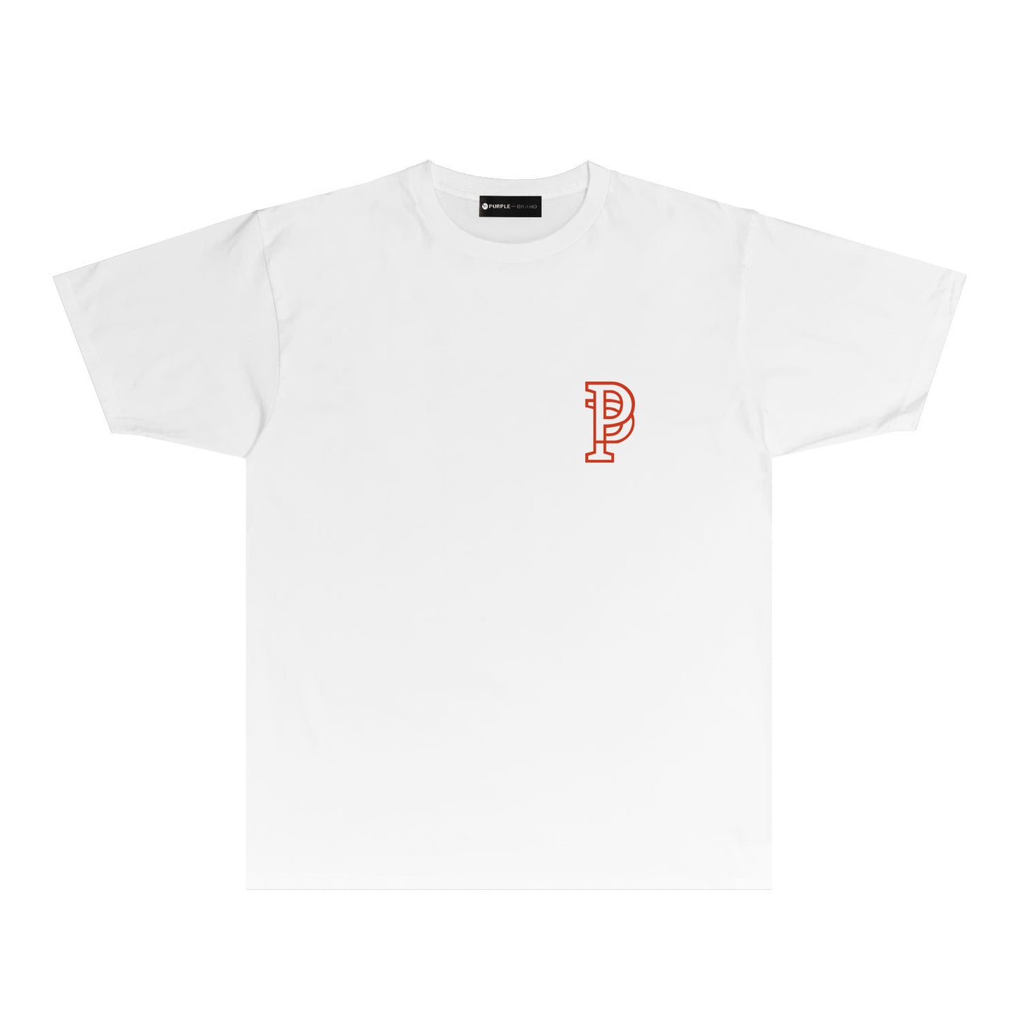 Purple Hollow P Letter Graphic T-Shirt Short Sleeve Casual Streetwear Tee PUR077