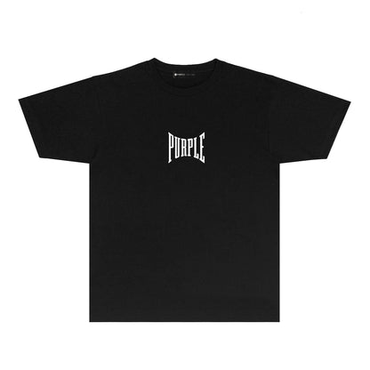 Purple Inset PURPLE Letter Graphic T-Shirt Short Sleeve Casual Streetwear Tee PUR078