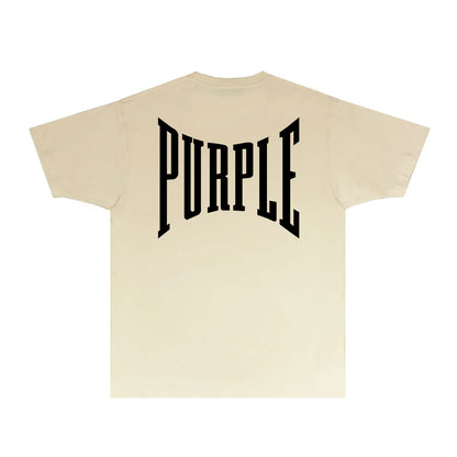 Purple Inset PURPLE Letter Graphic T-Shirt Short Sleeve Casual Streetwear Tee PUR078