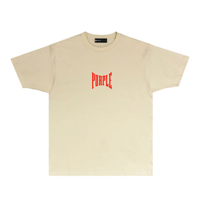 Purple Inset PURPLE Letter Graphic T-Shirt Short Sleeve Casual Streetwear Tee PUR078