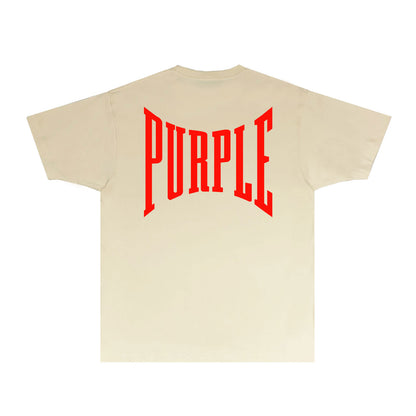 Purple Inset PURPLE Letter Graphic T-Shirt Short Sleeve Casual Streetwear Tee PUR078