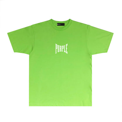 Purple Inset PURPLE Letter Graphic T-Shirt Short Sleeve Casual Streetwear Tee PUR078