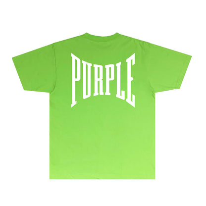 Purple Inset PURPLE Letter Graphic T-Shirt Short Sleeve Casual Streetwear Tee PUR078