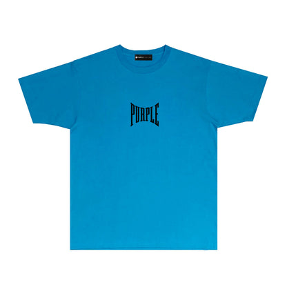 Purple Inset PURPLE Letter Graphic T-Shirt Short Sleeve Casual Streetwear Tee PUR078