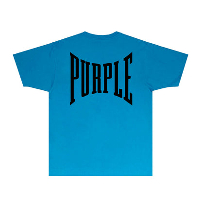 Purple Inset PURPLE Letter Graphic T-Shirt Short Sleeve Casual Streetwear Tee PUR078