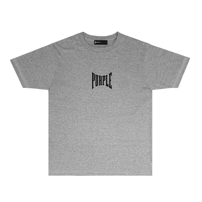 Purple Inset PURPLE Letter Graphic T-Shirt Short Sleeve Casual Streetwear Tee PUR078