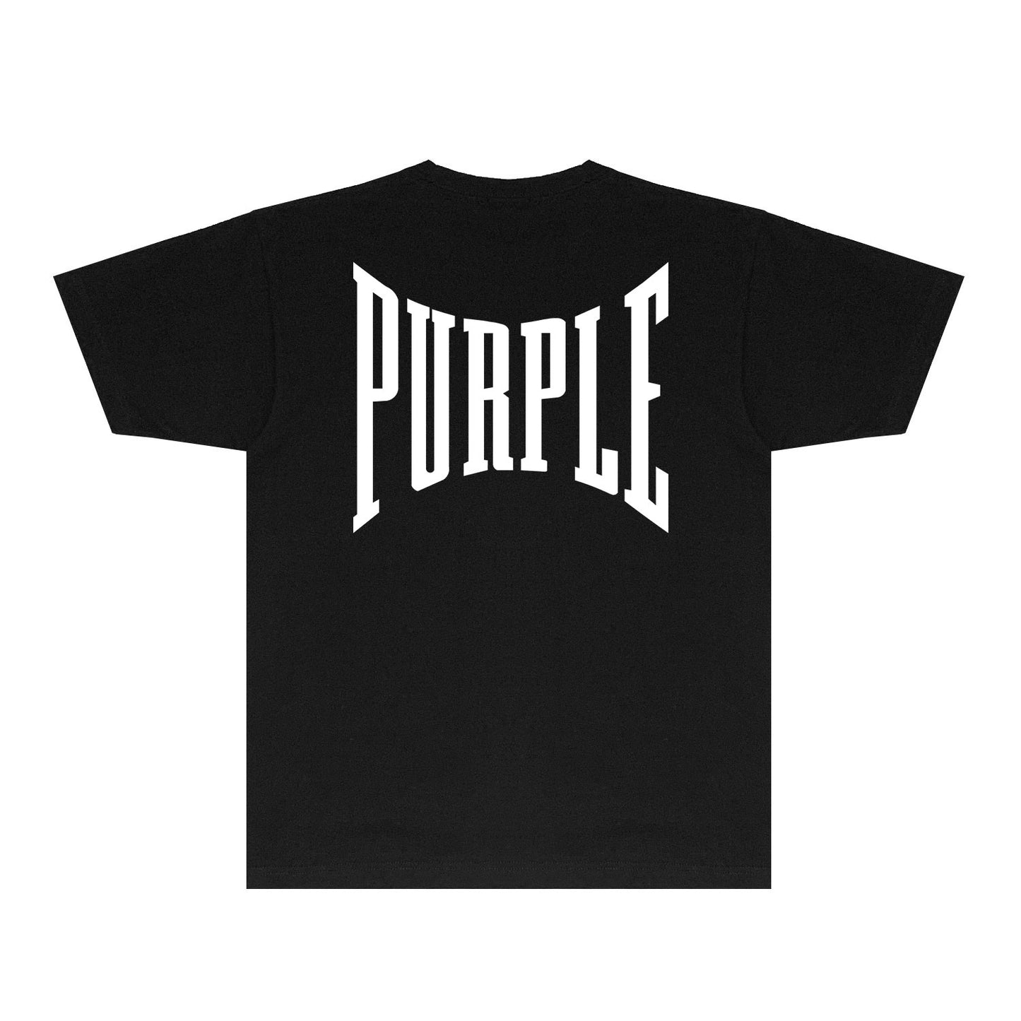 Purple Inset PURPLE Letter Graphic T-Shirt Short Sleeve Casual Streetwear Tee PUR078
