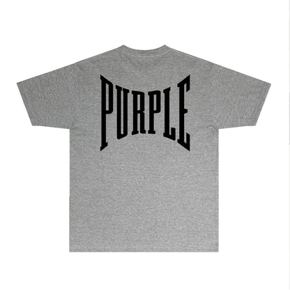 Purple Inset PURPLE Letter Graphic T-Shirt Short Sleeve Casual Streetwear Tee PUR078