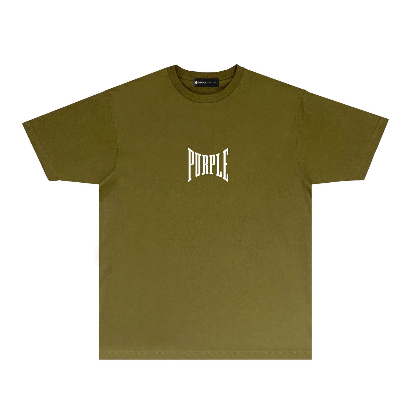 Purple Inset PURPLE Letter Graphic T-Shirt Short Sleeve Casual Streetwear Tee PUR078