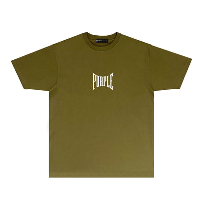 Purple Inset PURPLE Letter Graphic T-Shirt Short Sleeve Casual Streetwear Tee PUR078
