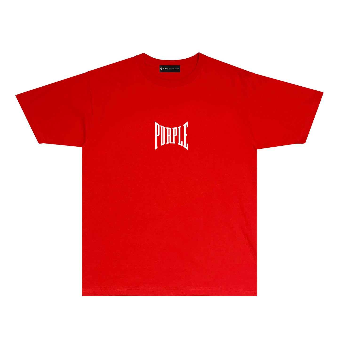 Purple Inset PURPLE Letter Graphic T-Shirt Short Sleeve Casual Streetwear Tee PUR078