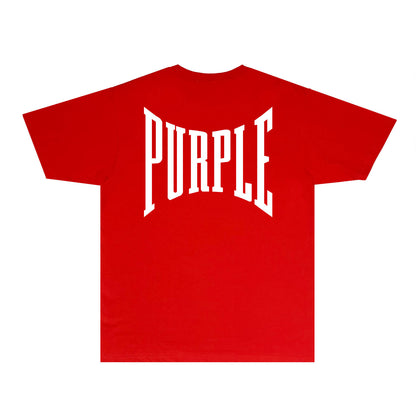 Purple Inset PURPLE Letter Graphic T-Shirt Short Sleeve Casual Streetwear Tee PUR078