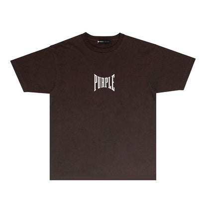 Purple Inset PURPLE Letter Graphic T-Shirt Short Sleeve Casual Streetwear Tee PUR078