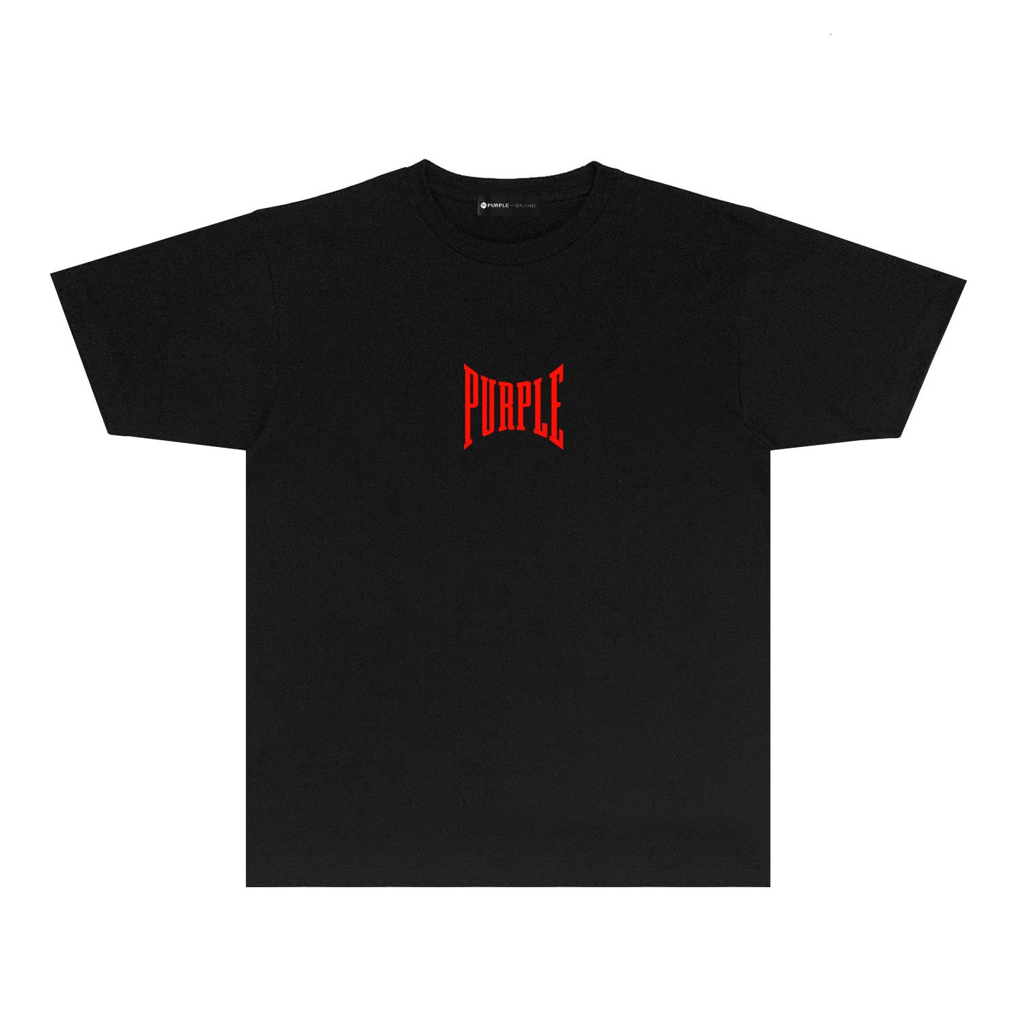 Purple Inset PURPLE Letter Graphic T-Shirt Short Sleeve Casual Streetwear Tee PUR078
