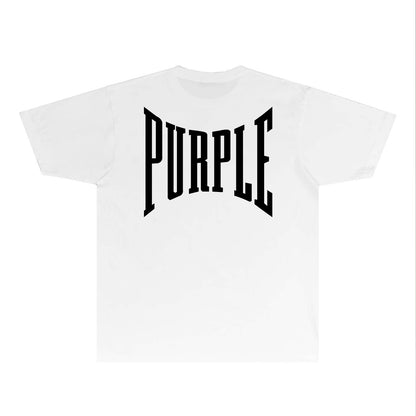 Purple Inset PURPLE Letter Graphic T-Shirt Short Sleeve Casual Streetwear Tee PUR078