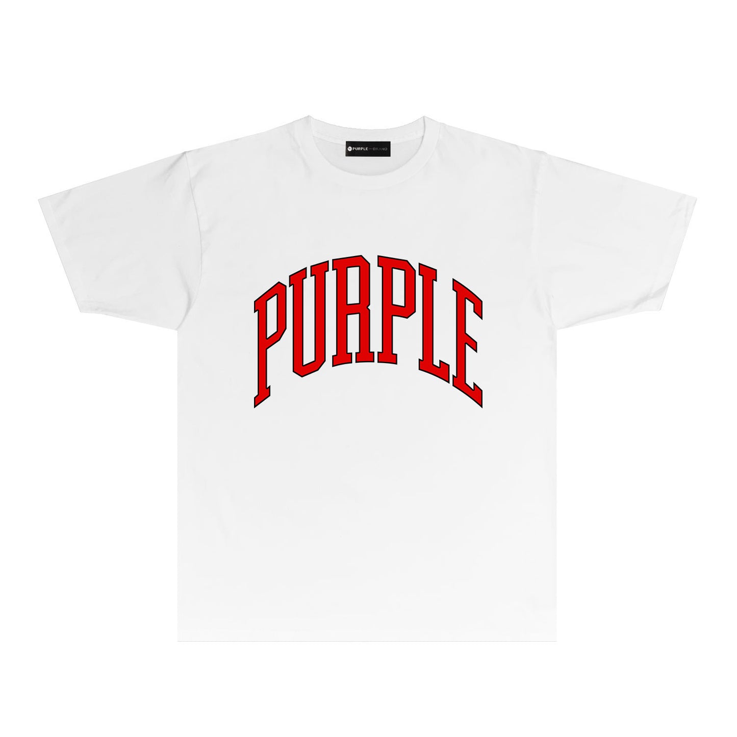 Purple Outlined Curved Letter Graphic T-Shirt Short Sleeve Casual Streetwear Tee PUR080