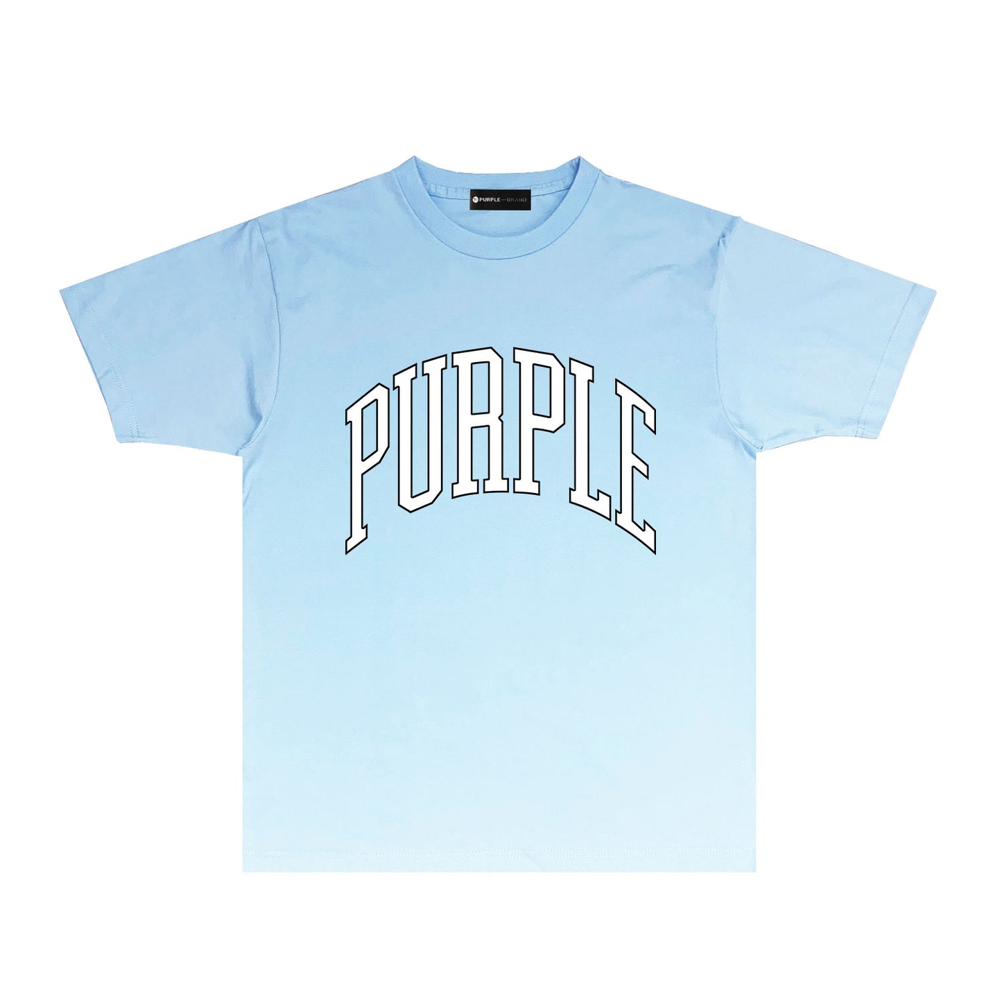 Purple Outlined Curved Letter Graphic T-Shirt Short Sleeve Casual Streetwear Tee PUR080