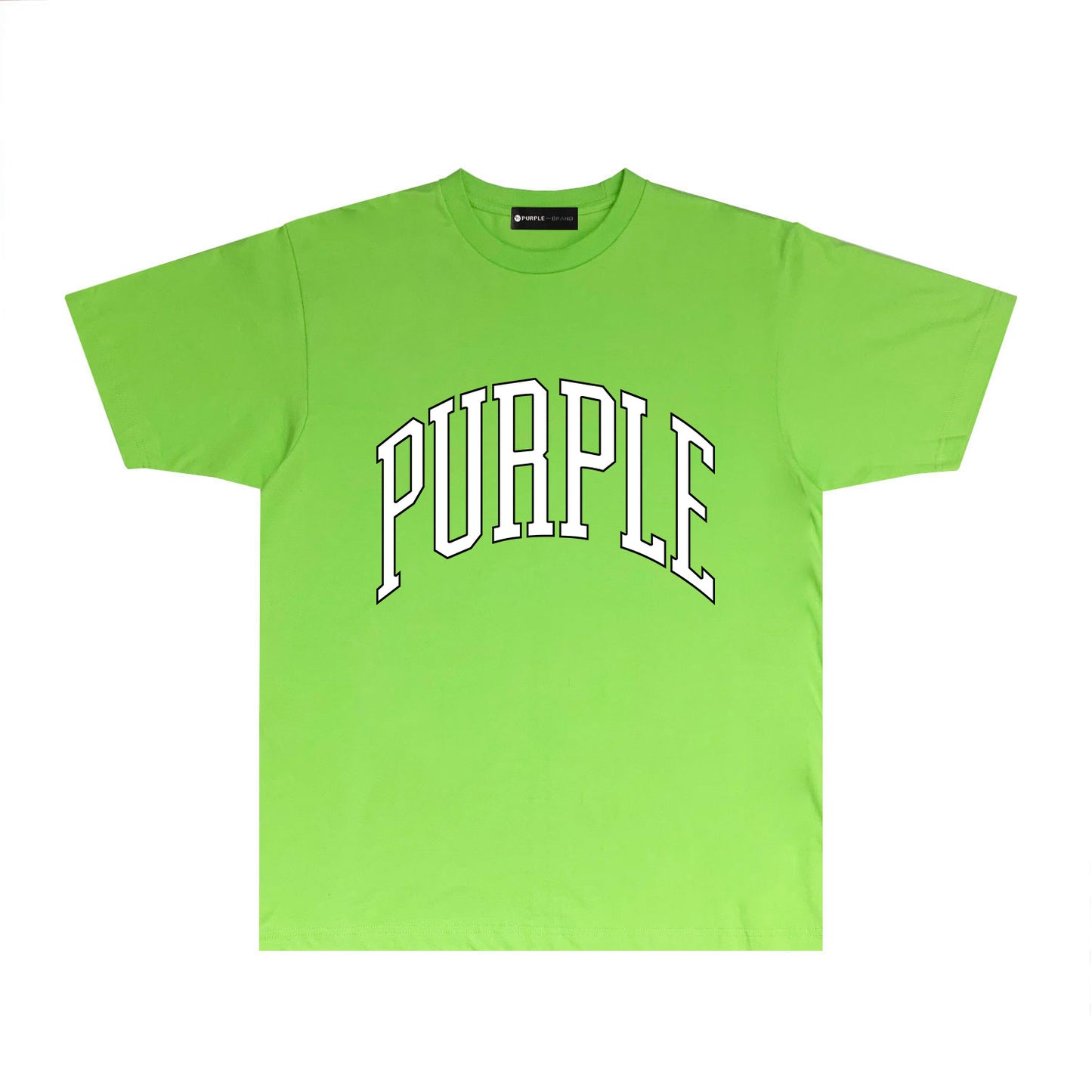 Purple Outlined Curved Letter Graphic T-Shirt Short Sleeve Casual Streetwear Tee PUR080