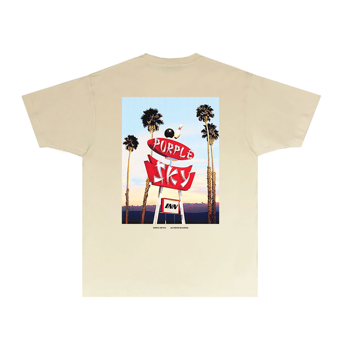 Purple Palm Billboard Graphic T-Shirt Short Sleeve Casual Streetwear Tee PUR081B