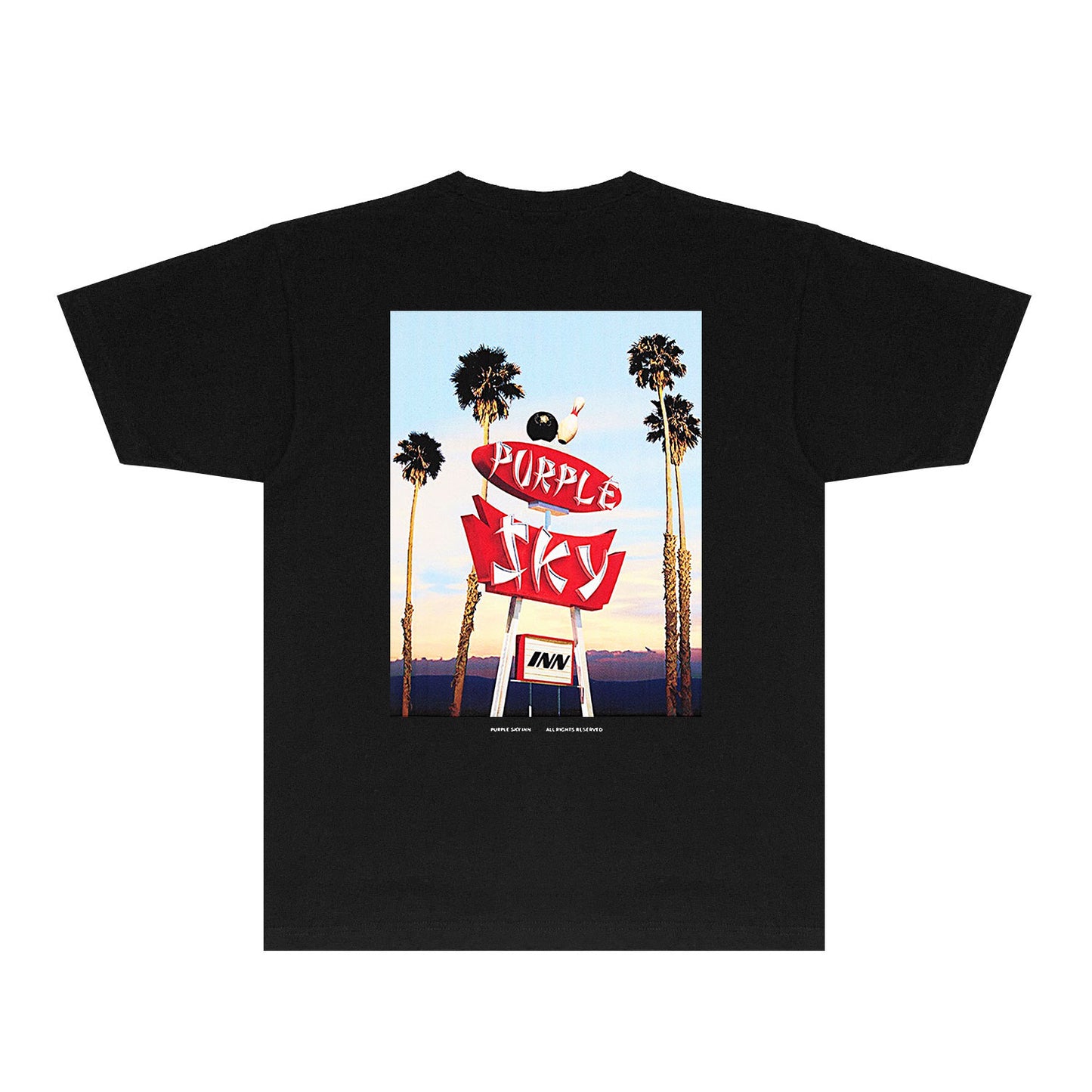 Purple Palm Billboard Graphic T-Shirt Short Sleeve Casual Streetwear Tee PUR081B