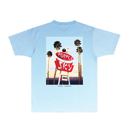 Purple Palm Billboard Graphic T-Shirt Short Sleeve Casual Streetwear Tee PUR081B