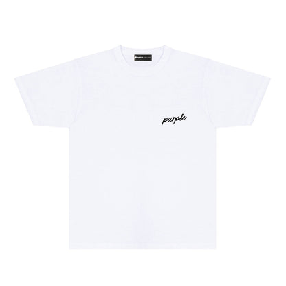 Purple Calligraphy Small Letter Graphic T-Shirt Short Sleeve Casual Streetwear Tee PUR082