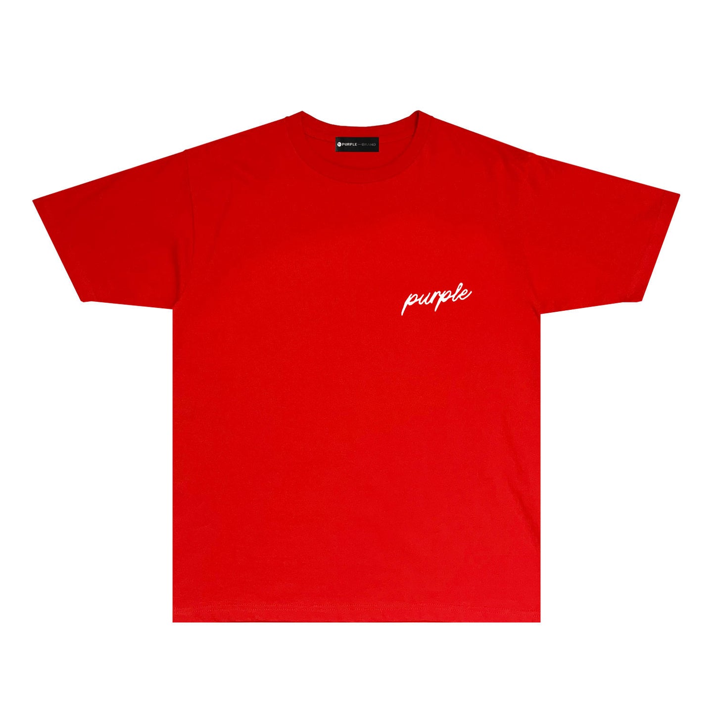 Purple Calligraphy Small Letter Graphic T-Shirt Short Sleeve Casual Streetwear Tee PUR082