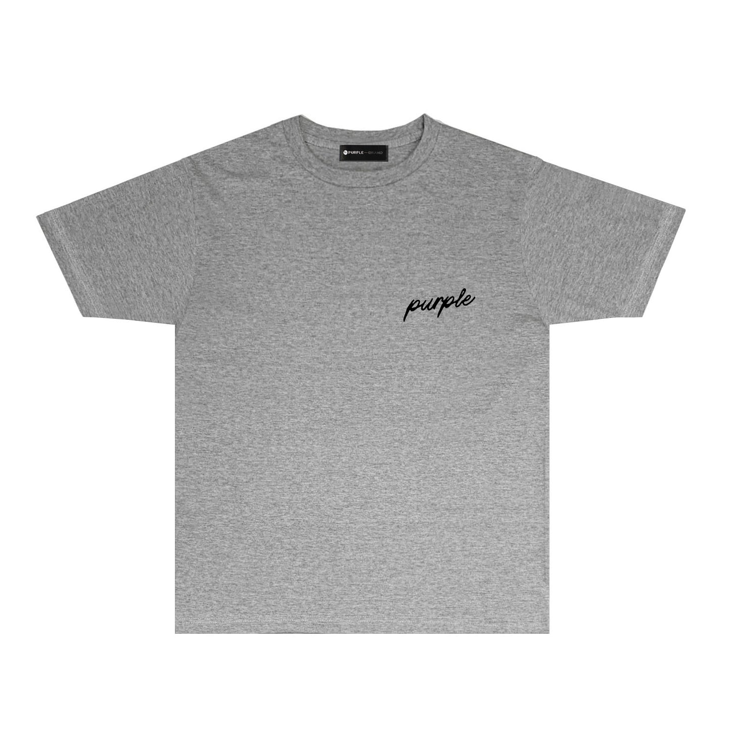 Purple Calligraphy Small Letter Graphic T-Shirt Short Sleeve Casual Streetwear Tee PUR082