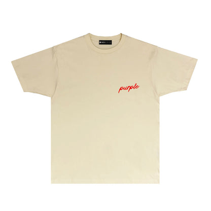 Purple Calligraphy Small Letter Graphic T-Shirt Short Sleeve Casual Streetwear Tee PUR082