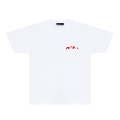 Purple Oversized Letter Graphic T-Shirt Short Sleeve Casual Streetwear Tee PUR083
