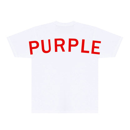 Purple Oversized Letter Graphic T-Shirt Short Sleeve Casual Streetwear Tee PUR083