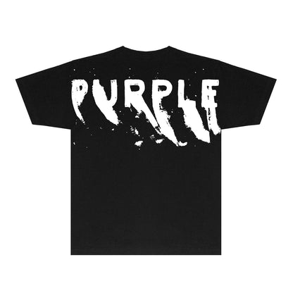 Purple Oversized Graffiti Graphic T-Shirt Short Sleeve Casual Streetwear Tee PUR084