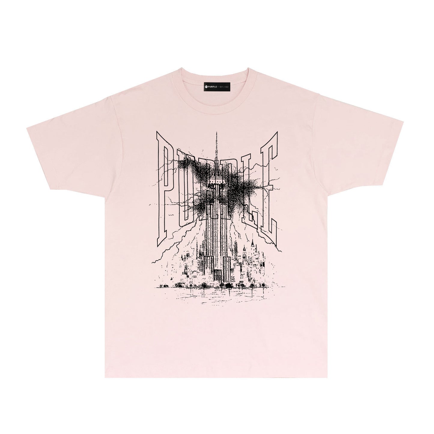 Purple Night Harbor Graphic T-Shirt Short Sleeve Casual Streetwear Tee PUR085