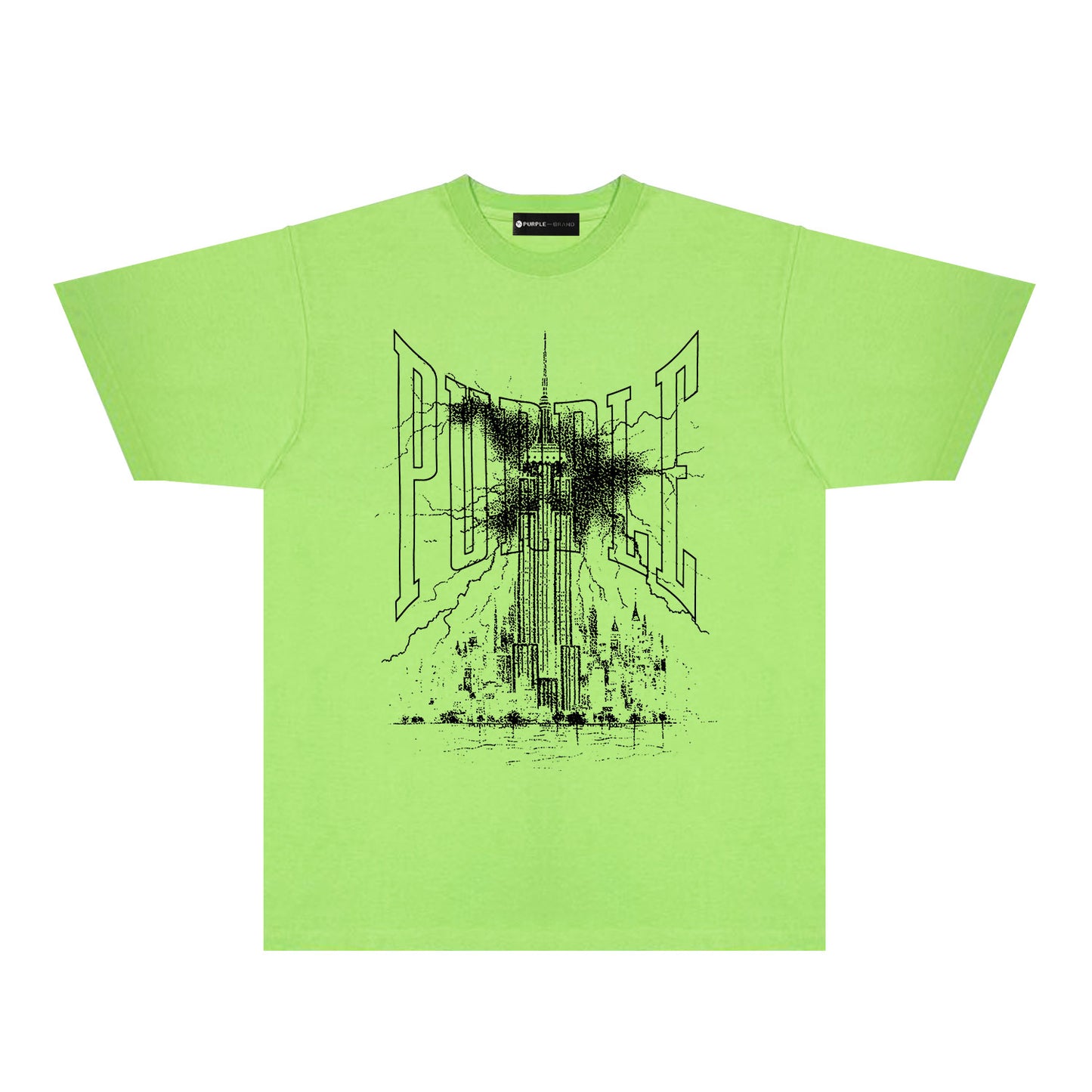 Purple Night Harbor Graphic T-Shirt Short Sleeve Casual Streetwear Tee PUR085