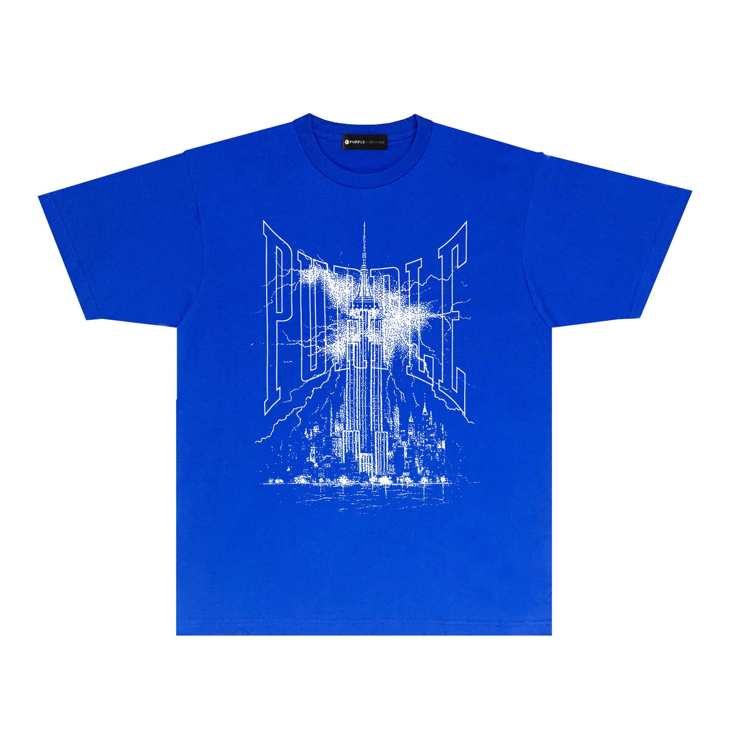 Purple Night Harbor Graphic T-Shirt Short Sleeve Casual Streetwear Tee PUR085