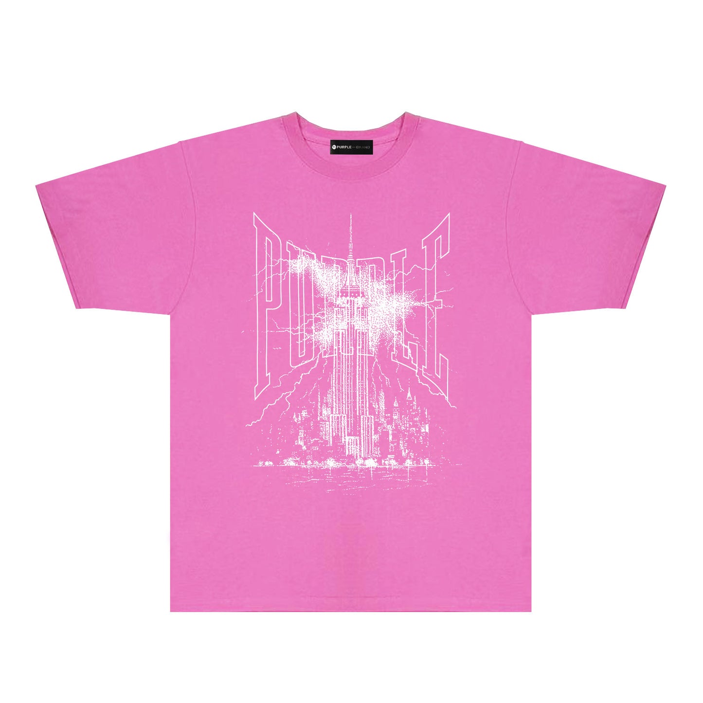 Purple Night Harbor Graphic T-Shirt Short Sleeve Casual Streetwear Tee PUR085
