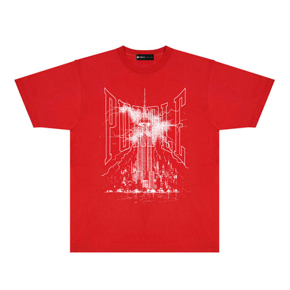 Purple Night Harbor Graphic T-Shirt Short Sleeve Casual Streetwear Tee PUR085