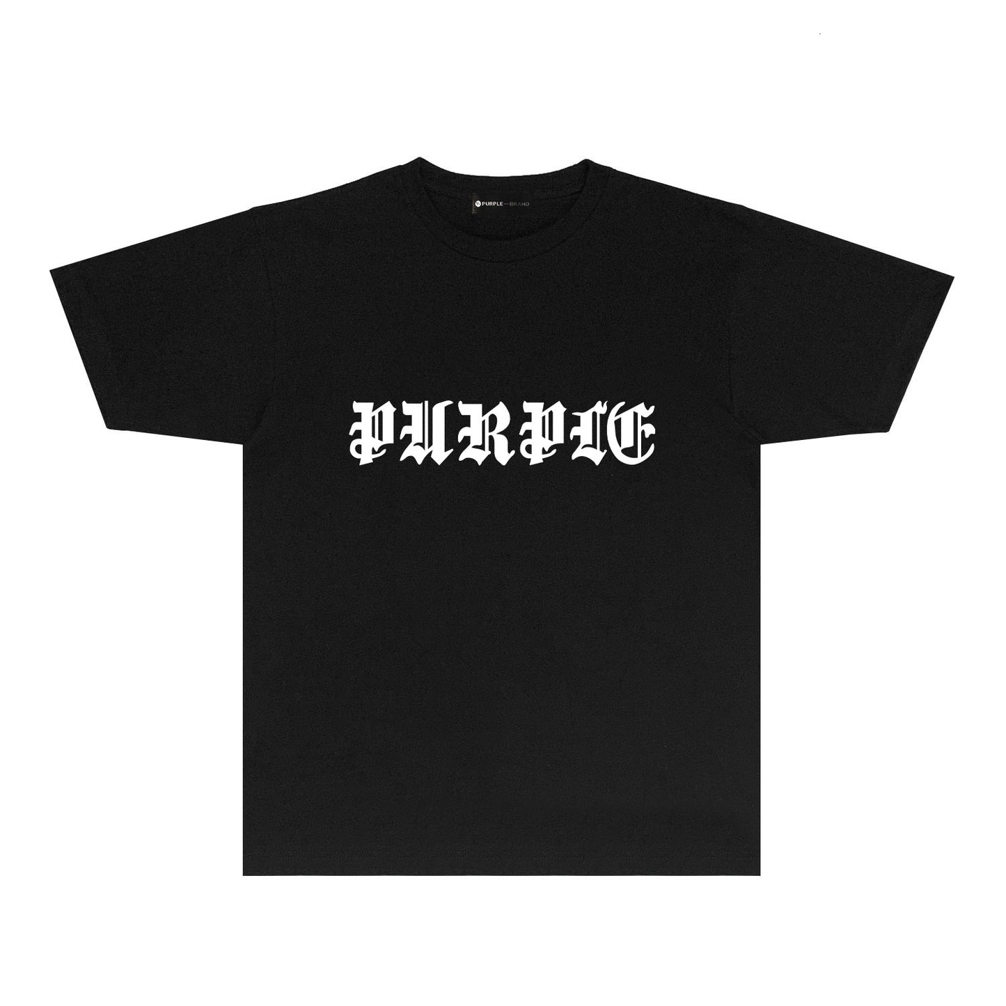 Purple Sanskrit Letter Graphic T-Shirt Short Sleeve Casual Streetwear Tee PUR086