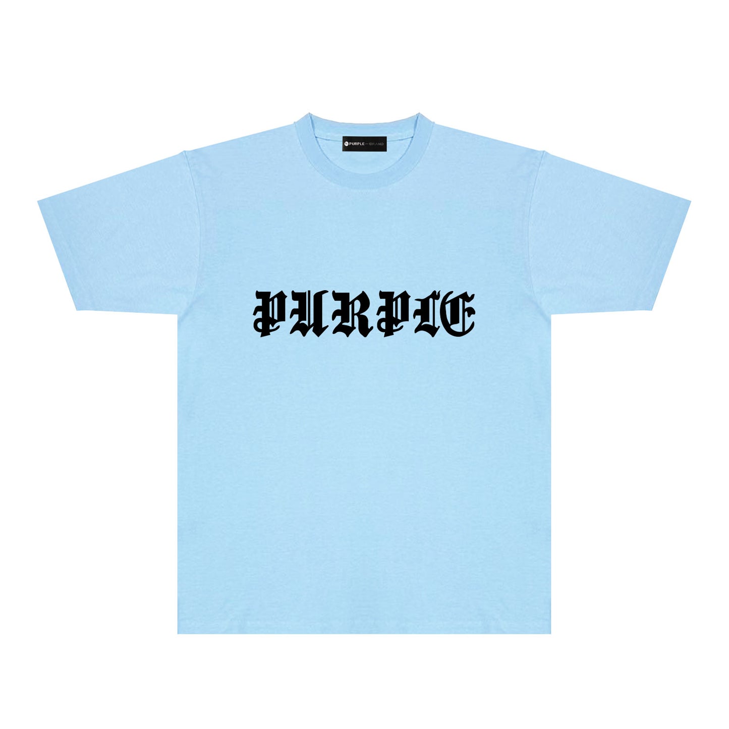 Purple Sanskrit Letter Graphic T-Shirt Short Sleeve Casual Streetwear Tee PUR086