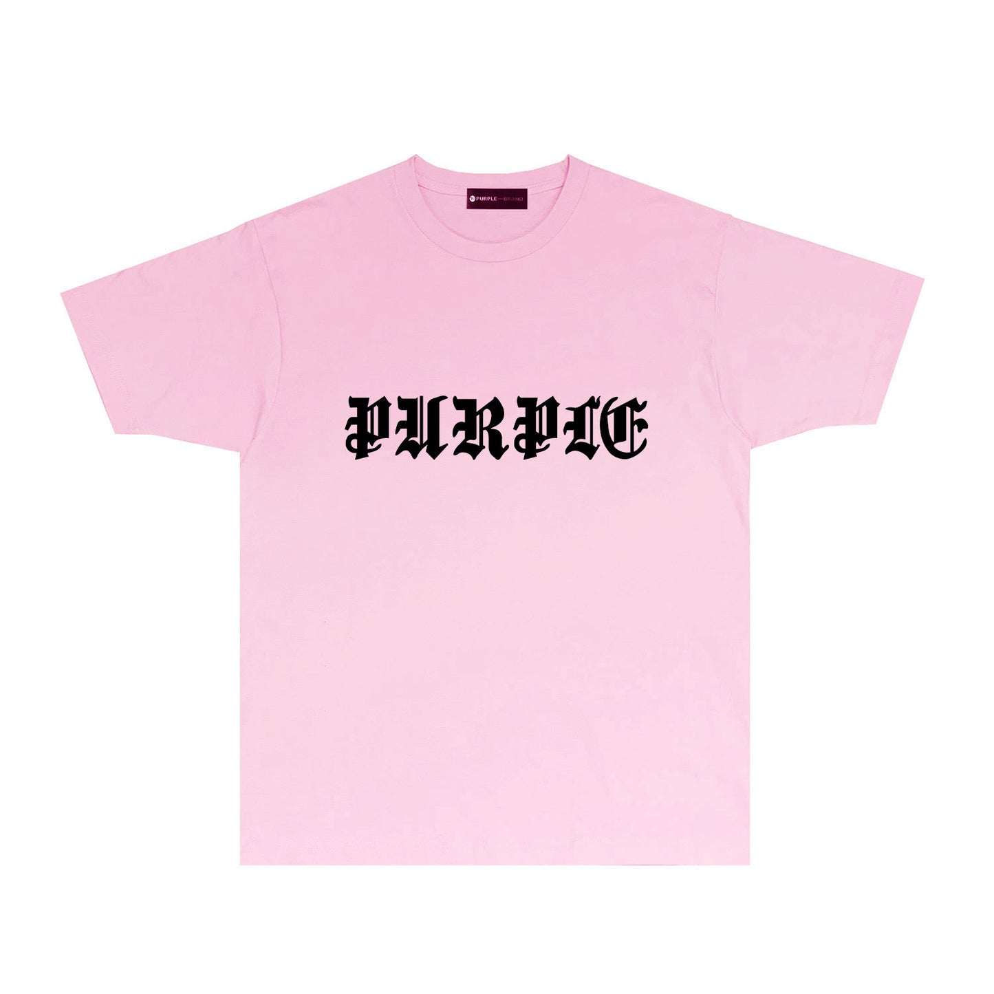 Purple Sanskrit Letter Graphic T-Shirt Short Sleeve Casual Streetwear Tee PUR086