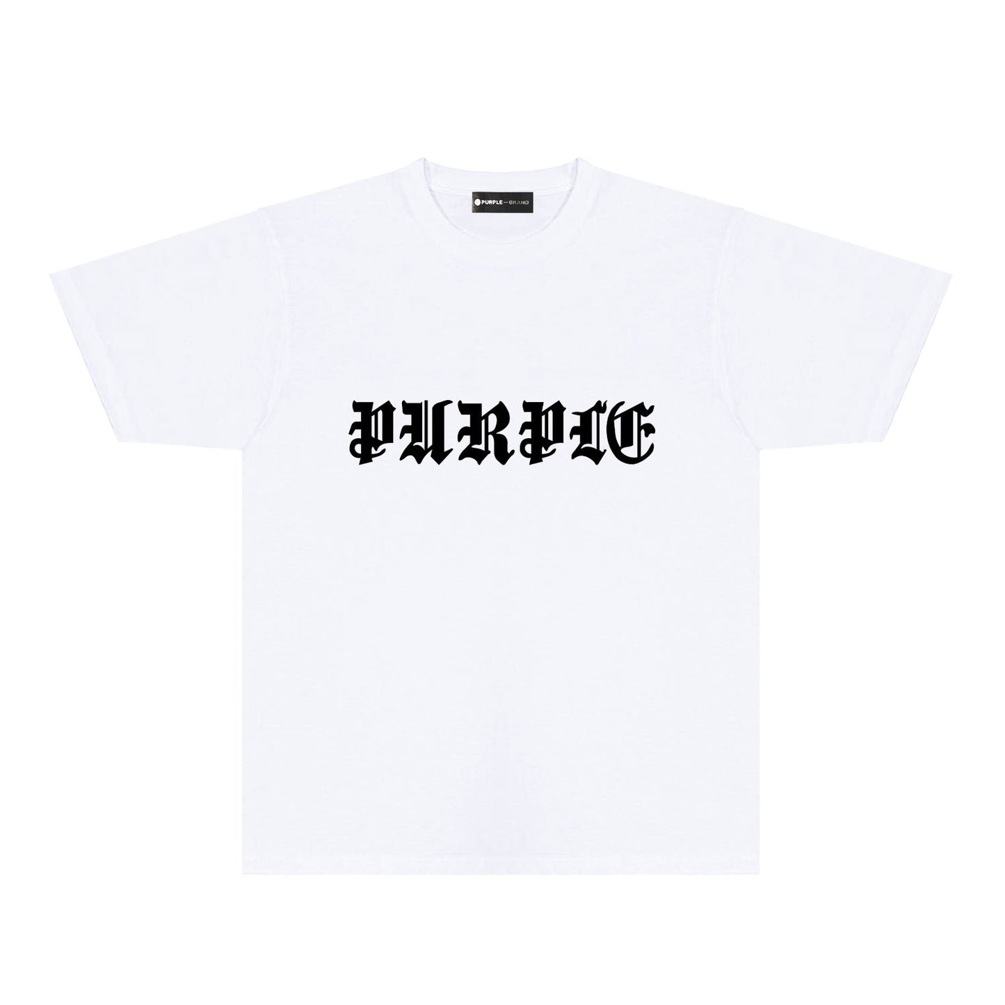 Purple Sanskrit Letter Graphic T-Shirt Short Sleeve Casual Streetwear Tee PUR086