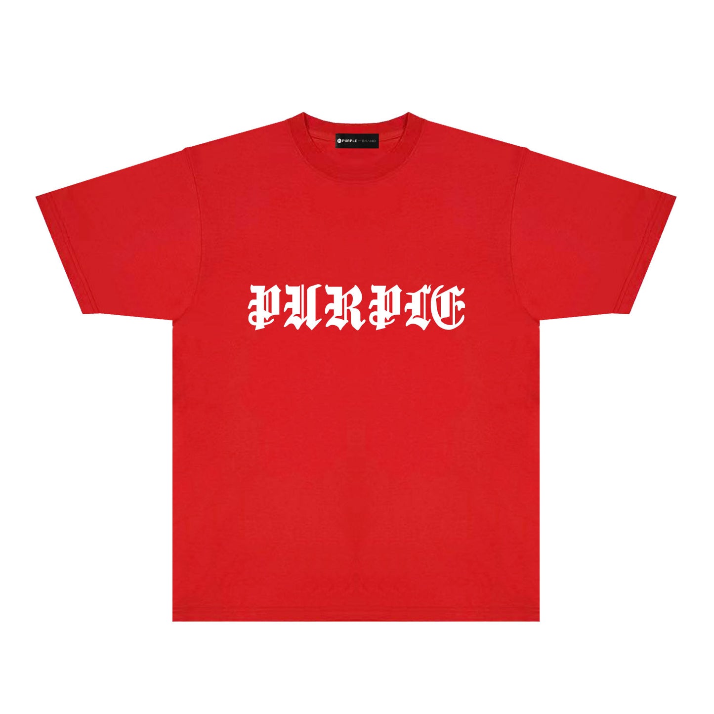 Purple Sanskrit Letter Graphic T-Shirt Short Sleeve Casual Streetwear Tee PUR086
