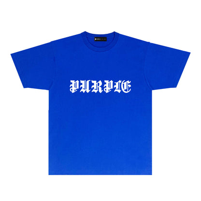 Purple Sanskrit Letter Graphic T-Shirt Short Sleeve Casual Streetwear Tee PUR086