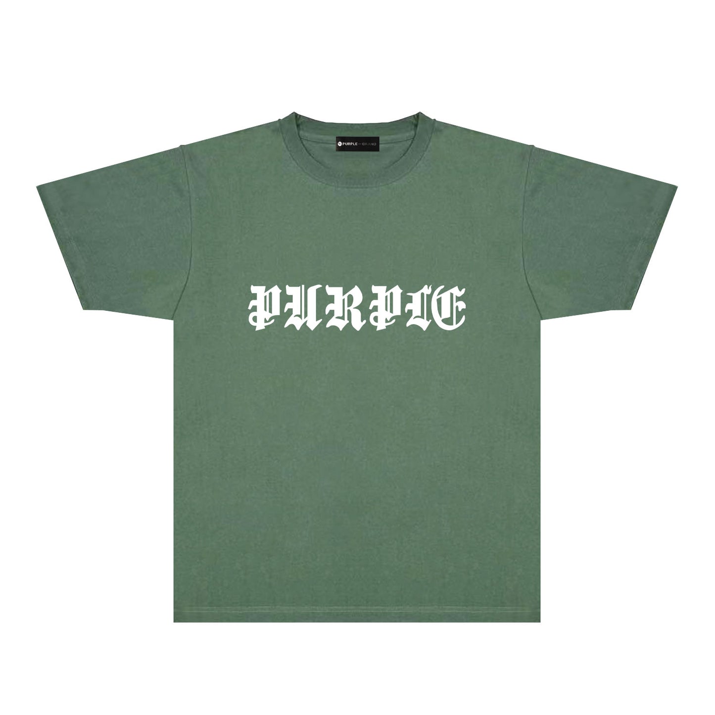 Purple Sanskrit Letter Graphic T-Shirt Short Sleeve Casual Streetwear Tee PUR086
