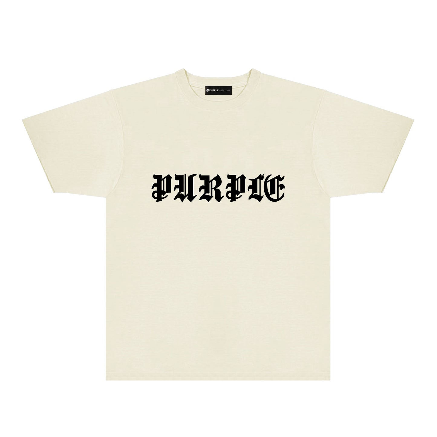 Purple Sanskrit Letter Graphic T-Shirt Short Sleeve Casual Streetwear Tee PUR086