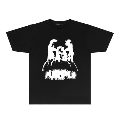 Purple Red Graffiti Graphic T-Shirt Short Sleeve Casual Streetwear Tee PUR087