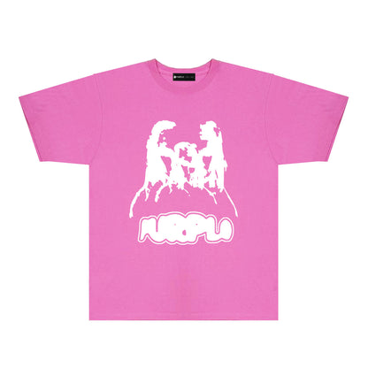 Purple Red Graffiti Graphic T-Shirt Short Sleeve Casual Streetwear Tee PUR087