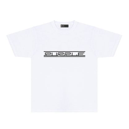 Purple Patterned Letter Graphic T-Shirt Short Sleeve Casual Streetwear Tee PUR088