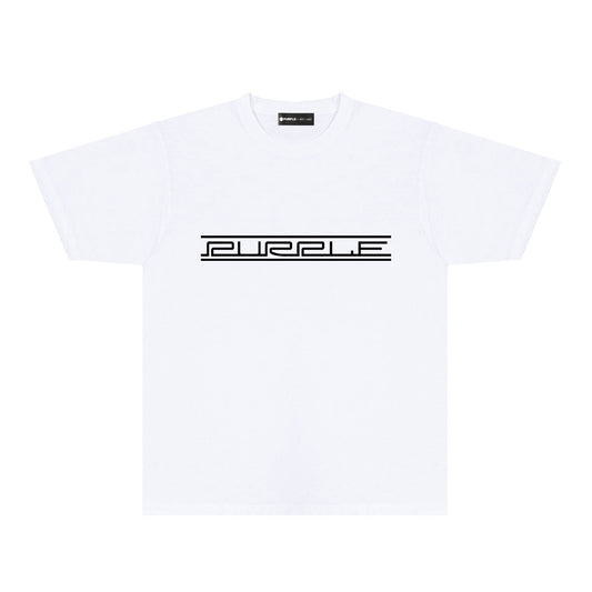 Purple Patterned Letter Graphic T-Shirt Short Sleeve Casual Streetwear Tee PUR088