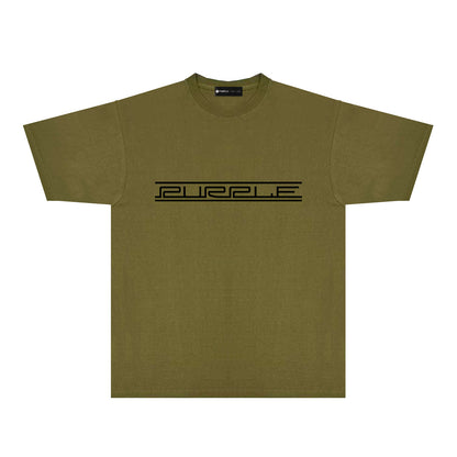 Purple Patterned Letter Graphic T-Shirt Short Sleeve Casual Streetwear Tee PUR088